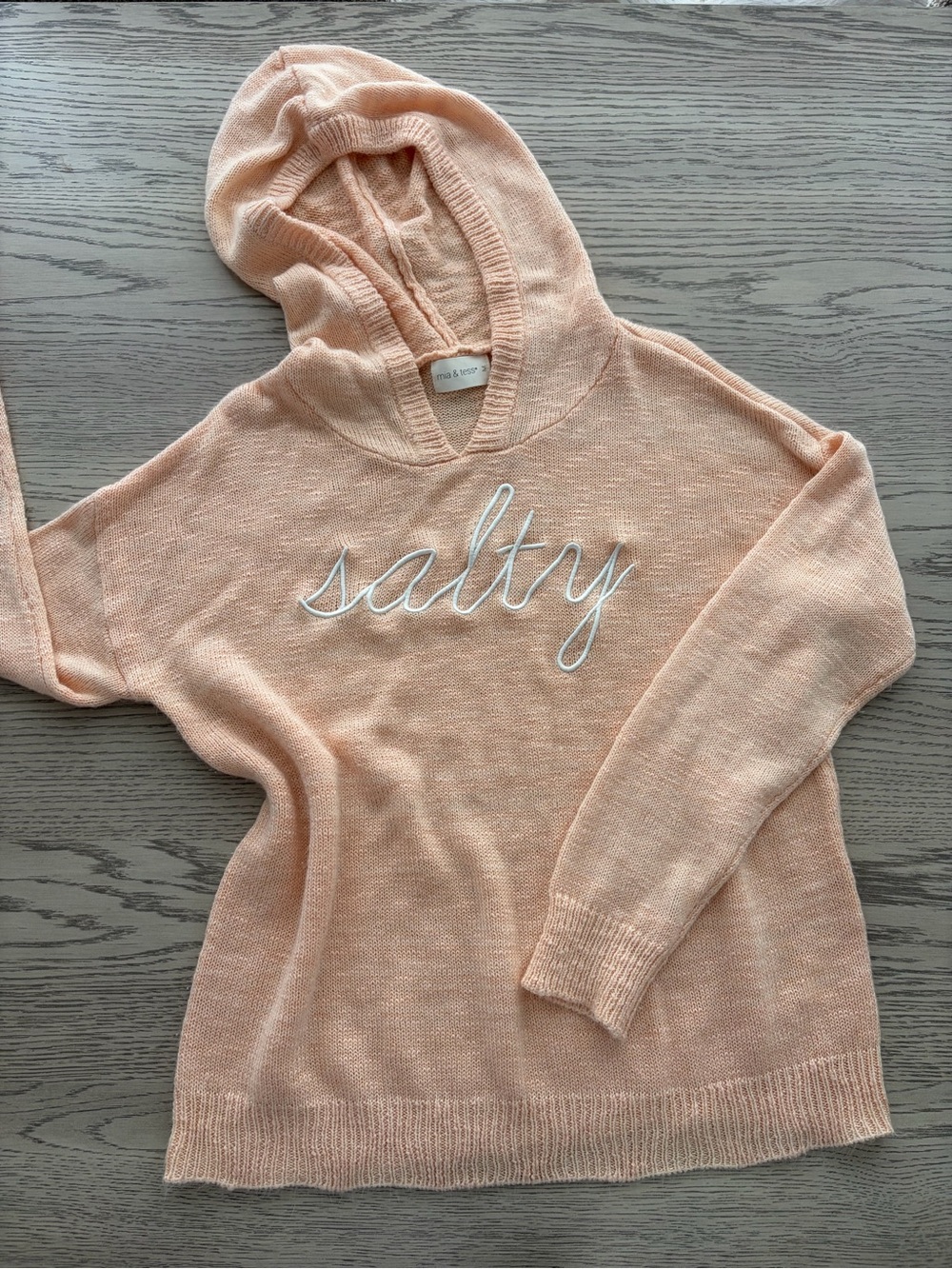 Salty Knit Hoodie Sweater - Peach